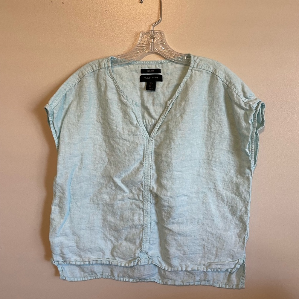Light Blue 100% Linen Women's Top